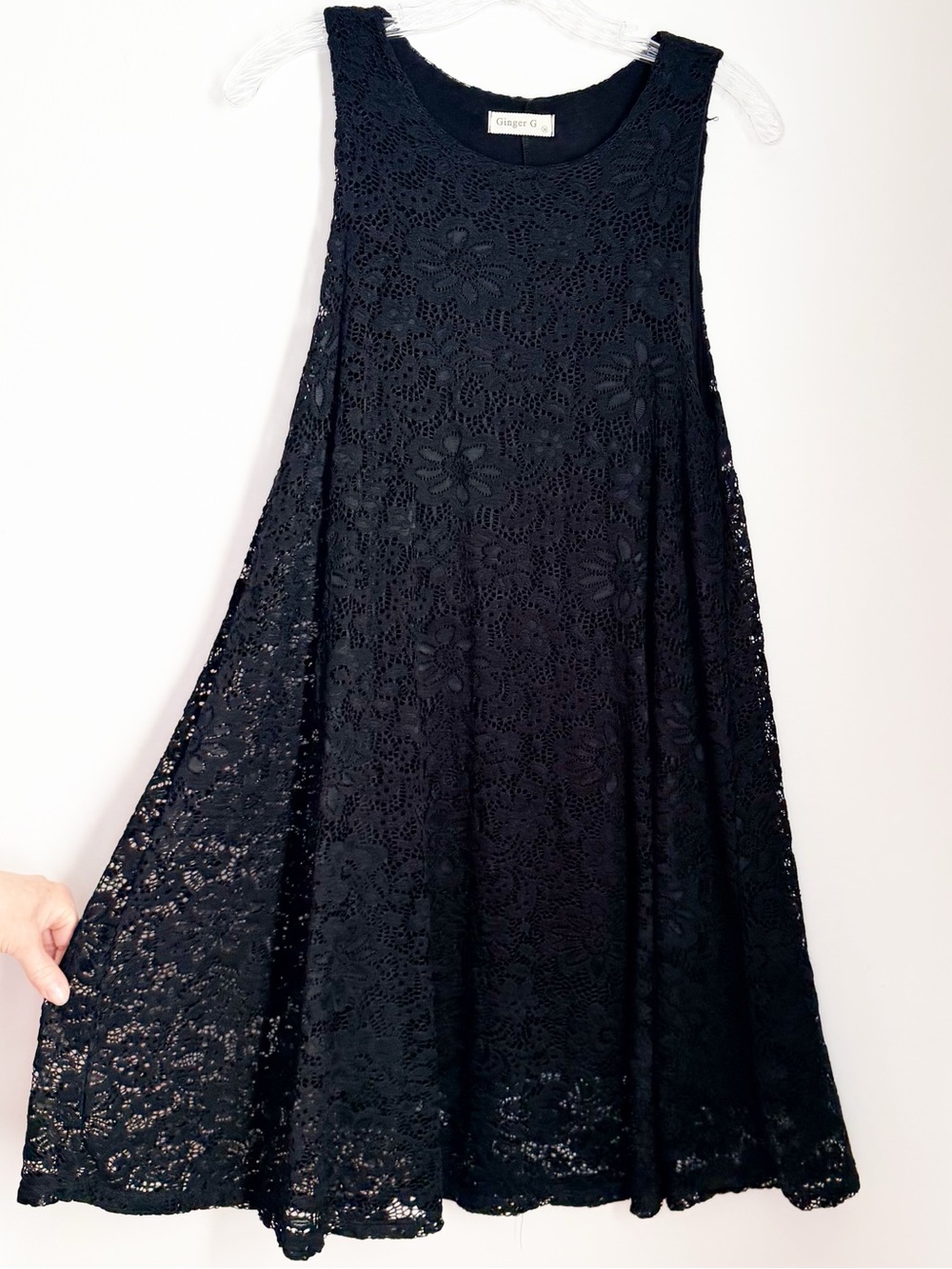 Ginger G Black Floral Lace Mini Dress